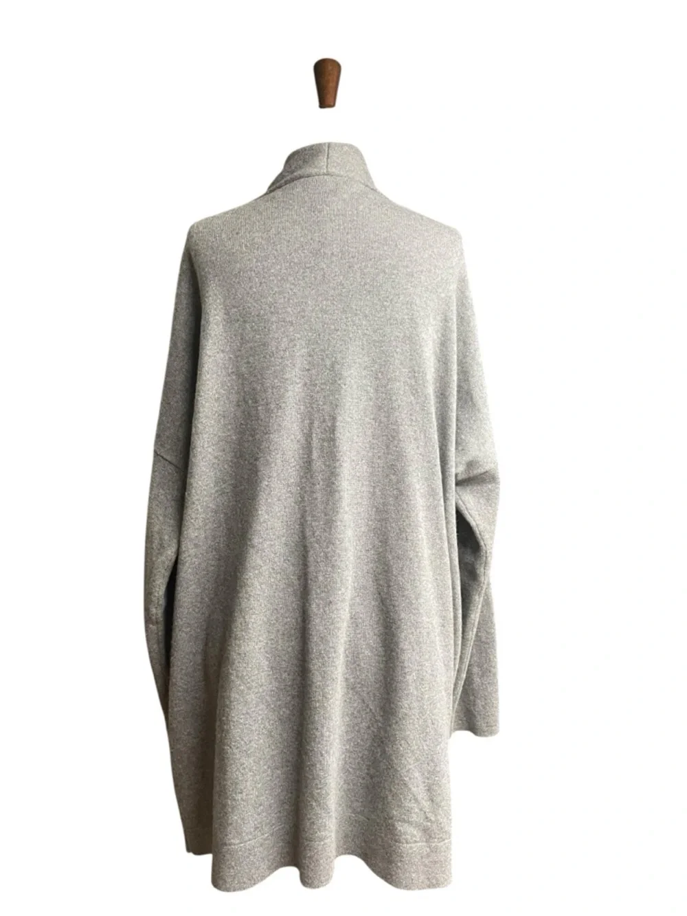 Eileen Fisher Cashmere Cardigan Sweater Large Grey Black Leather Pockets Luxe - Picture 5 of 12